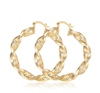 Boucles d'oreilles Créoles torsadées plaqué Or - BJewerly
